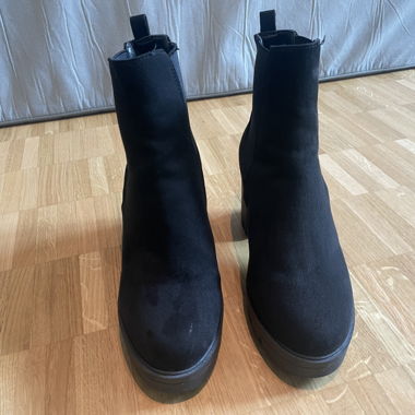 Asos black ankle boots faux suede