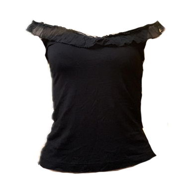 Y2K-Schulterfreies Top in Schwarz