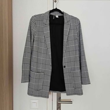 Black and White Checked Blazer