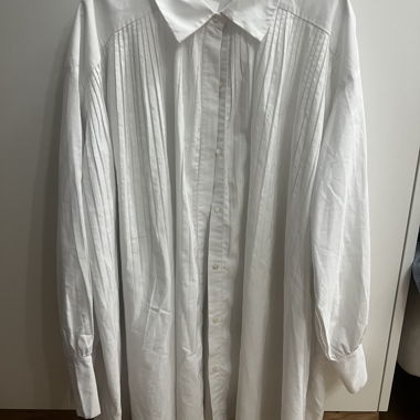 White pleated blouse dress