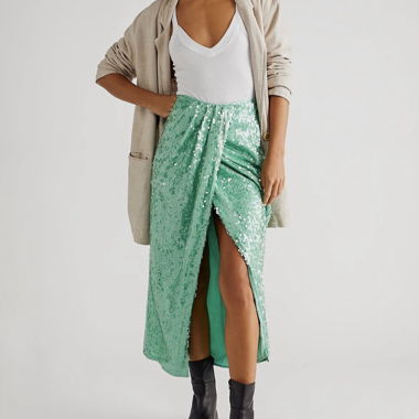 Jupe pailletée verte Free People