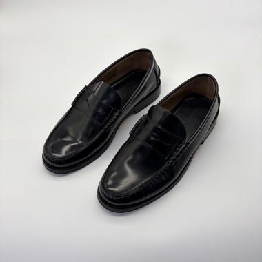 Black leather loafers