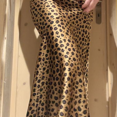 Langer Rock mit Leopard-Print