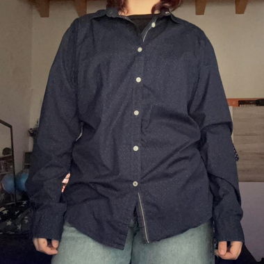 esprit navy blue patterned button up shirt