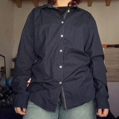 esprit navy blue patterned button up shirt