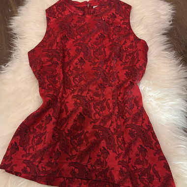 Haut en soie rouge vintage au style traditionnel chinois