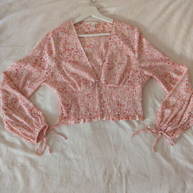 florale Bluse in Rosa, Grösse M, H&M