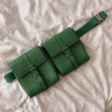 Gucci GG Perforated Green Leather Belt Bag