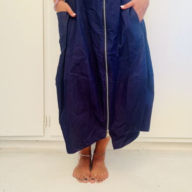 Gonna midi blu con zip