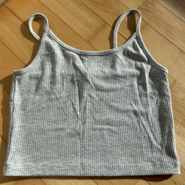 Grey Ribbed Crop Top