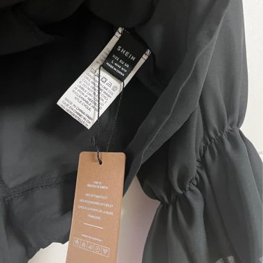 Blouse portefeuille noire Shein avec manches évasées