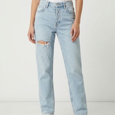 Subdued High Rise Straight Jeans