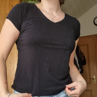 black t-shirt with V-neck 