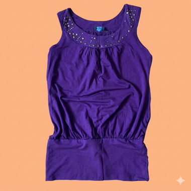 Top à clous Y2K violet, coupe ample, taille S