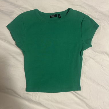 ASOS green ribbed crop t-shirt EU 36