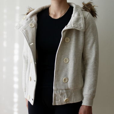 Veste sweat épaisse, doublée, beige