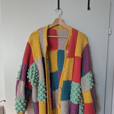 Colour Block Patchwork Strickjacke
