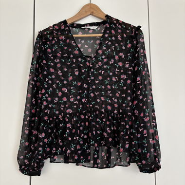 Blusa Zara floreale nera