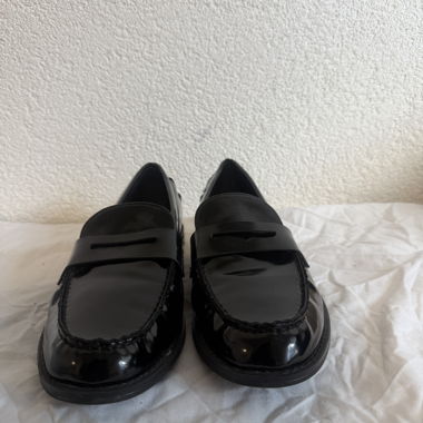 Black patent loafers