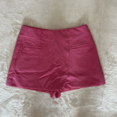 Mini Skort aus Leinen fuchsia/rosa Barbie Zara XS