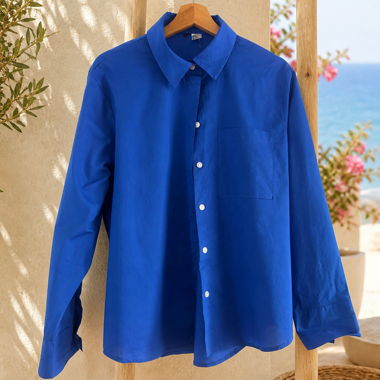 Blue long-sleeve shirt