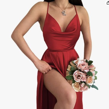 Backless Summer Ball Red Dress Satin