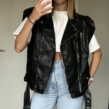 Gilet biker noir
