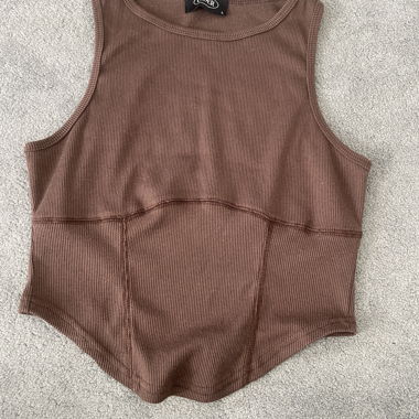 Brown Ribbed Top, Cider