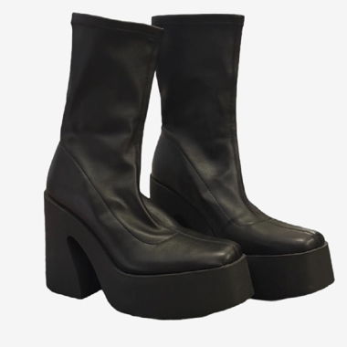 Black platform heeled boots