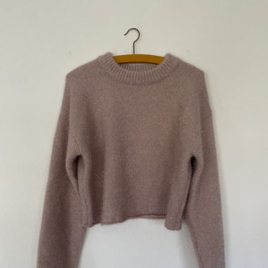 Pull rose fils métallisé 