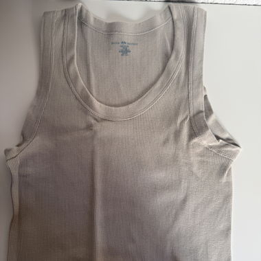 Beige Ribbed Tank Top
