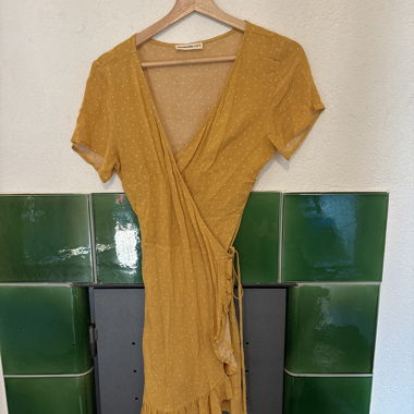 Yellow Wrap Dress with Dots