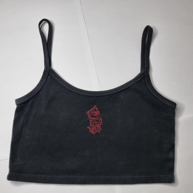 Schwarzes Tank top mit roten Drachen