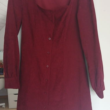 Bordeaux Dress with Button Placket