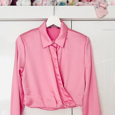  Seidige rosa Bluse