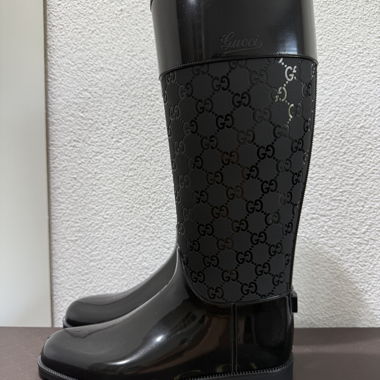 Gucci Gummistiefel GG Monogram Schwarz 38