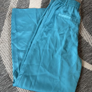 Pantalone casual turchese con vita elasticizzata