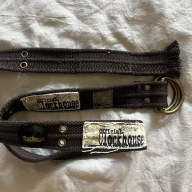 Cintura marrone patchwork vintage y2k con anelli dorati