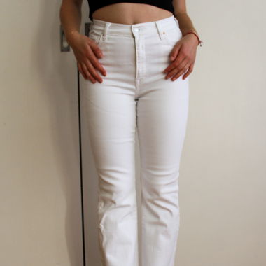 White flare jeans