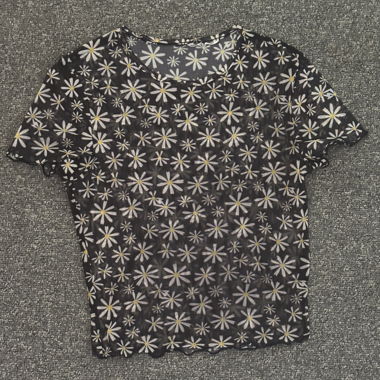 Blumiges Sheer-Top mit kurzen Ärmeln