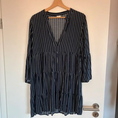 Dunkelblaue Tunika / gestreiftes Kleid Gr. S