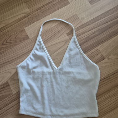 Haut court à bretelles halter blanc