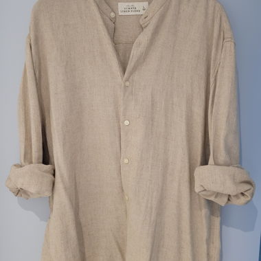 Leinenhemd sandfarben – L (Abercrombie & Fitch)