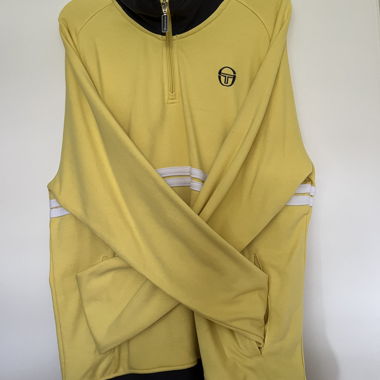 yellow-grey retro jumper