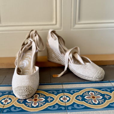 Espadrillas estive con zeppa crema/beige