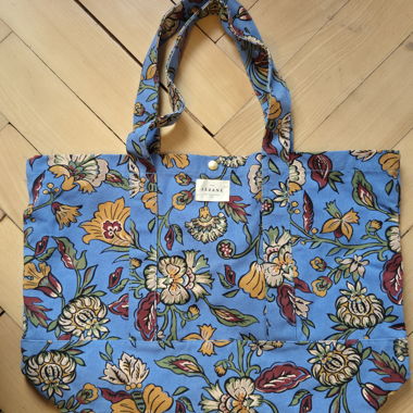 Sac Sezane bleu, motif floral