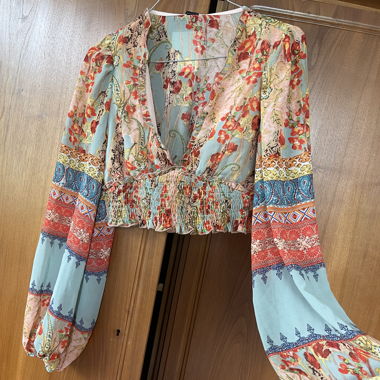 Blusa corta boho stampata