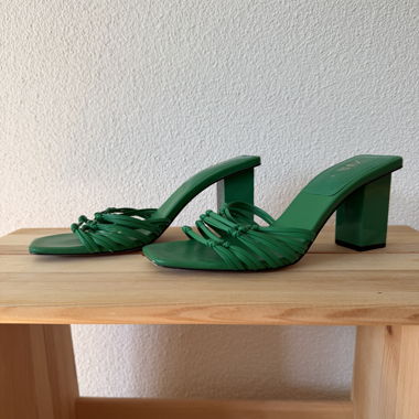 Green heeled mules