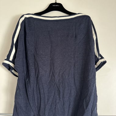 Camicia blu scuro a righe in lino