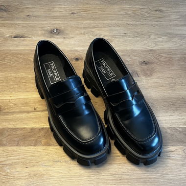 Black chunky loafers